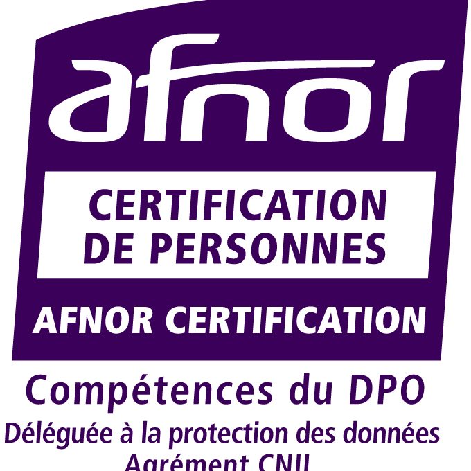 Logo d'AFNOR Certification avec mention de certification DPO et compétences liées.